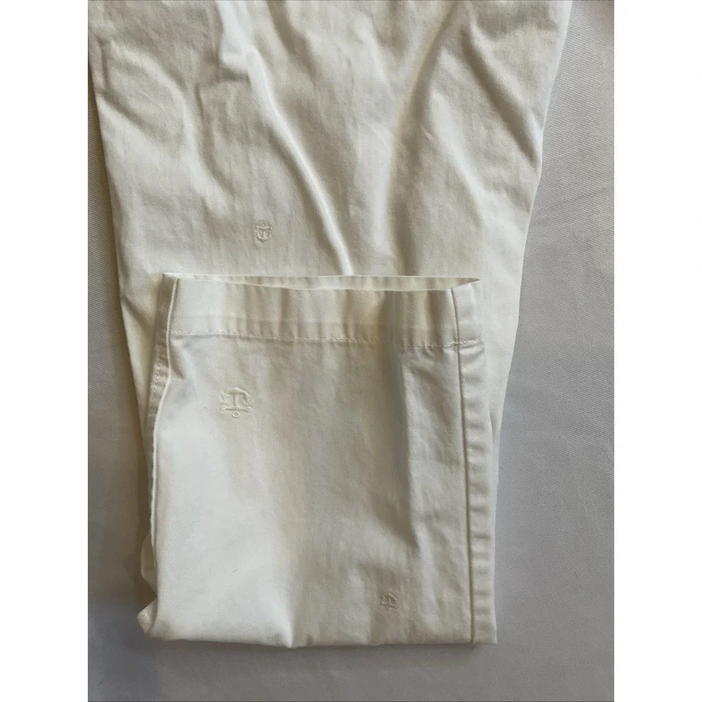 Brooks Brothers White Cotton Chino‎ Pants Embroidered Anchors Size 12 Straight